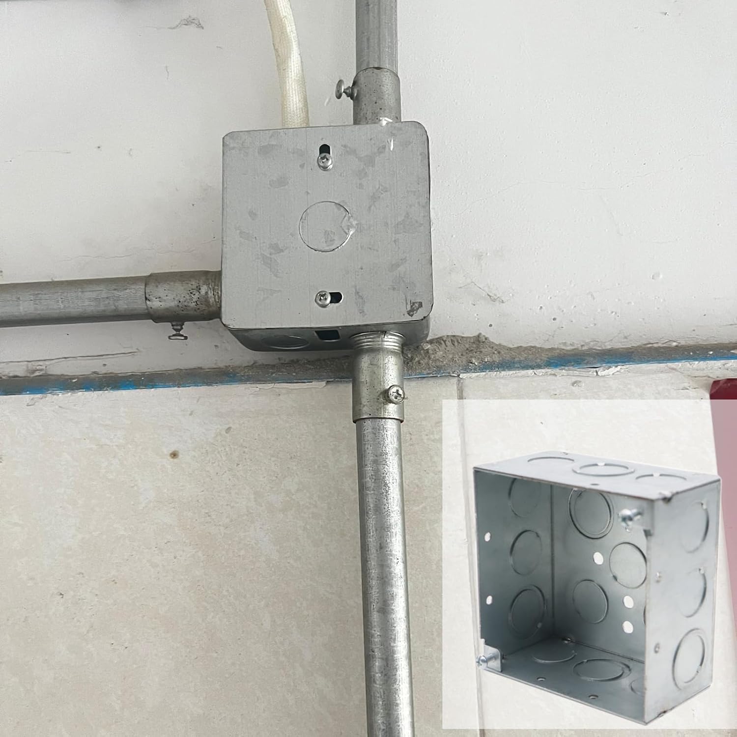 8 Packs 4" Square Electrical Box, 2-1/8'' Deep Metal Electrical Junction Box, Galvanized