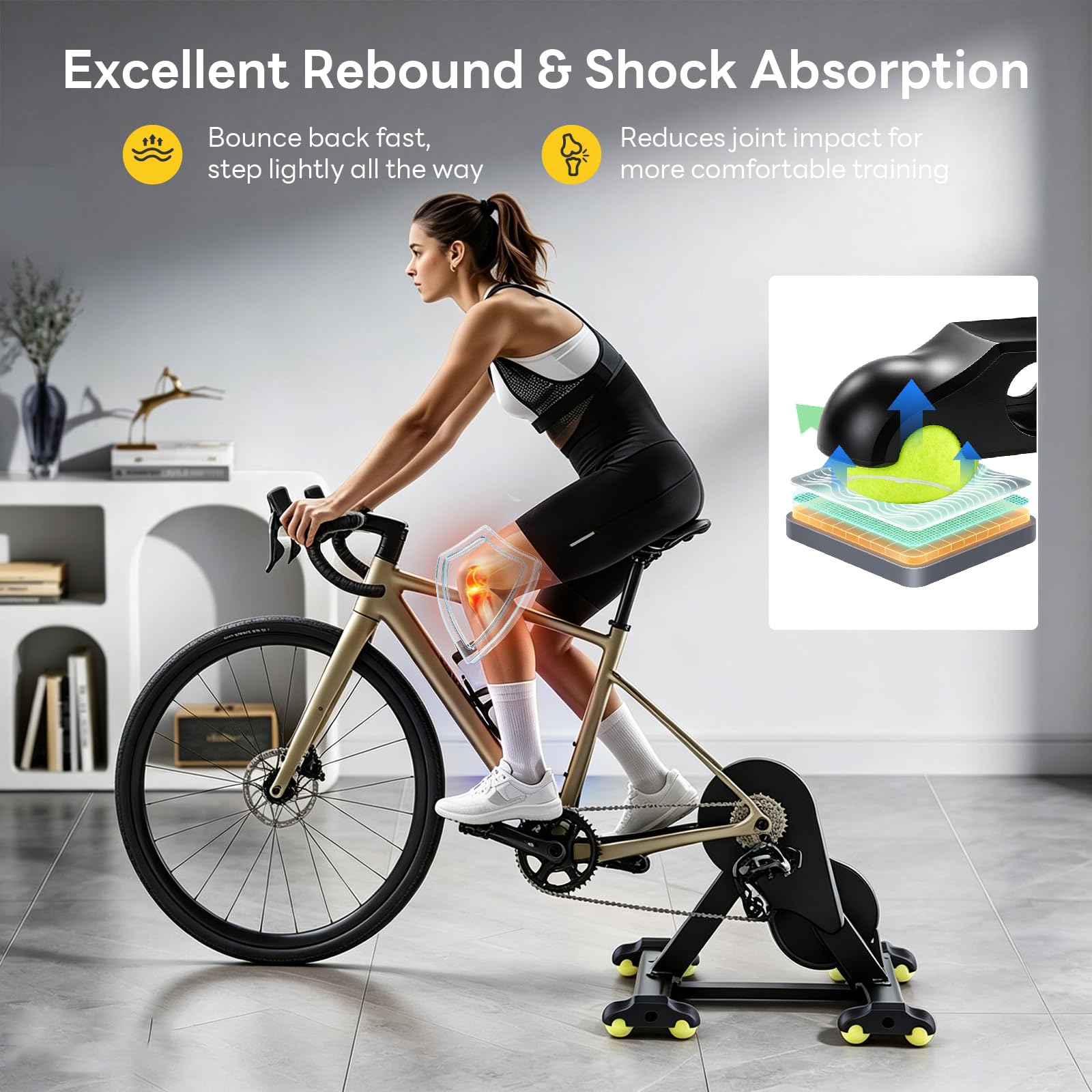 4 Stück Rocker Plate Feet, Tennisballfüße Kompatibel mit Wahoo Kickr Core 2, Zubehör für Fahrrad Rollentrainer mit 8 Tennisbällen, Stabil, stoßdämpfend, Steigern Sie Ihr Indoor Cycling Erlebnis