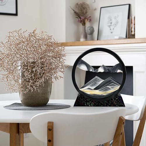 Miniatura 4 de Imagen artística de arena en movimiento, decoración de pintura de arena movediza de color 3D, reloj de arena 3D de vidrio redondo, paisaje de arena