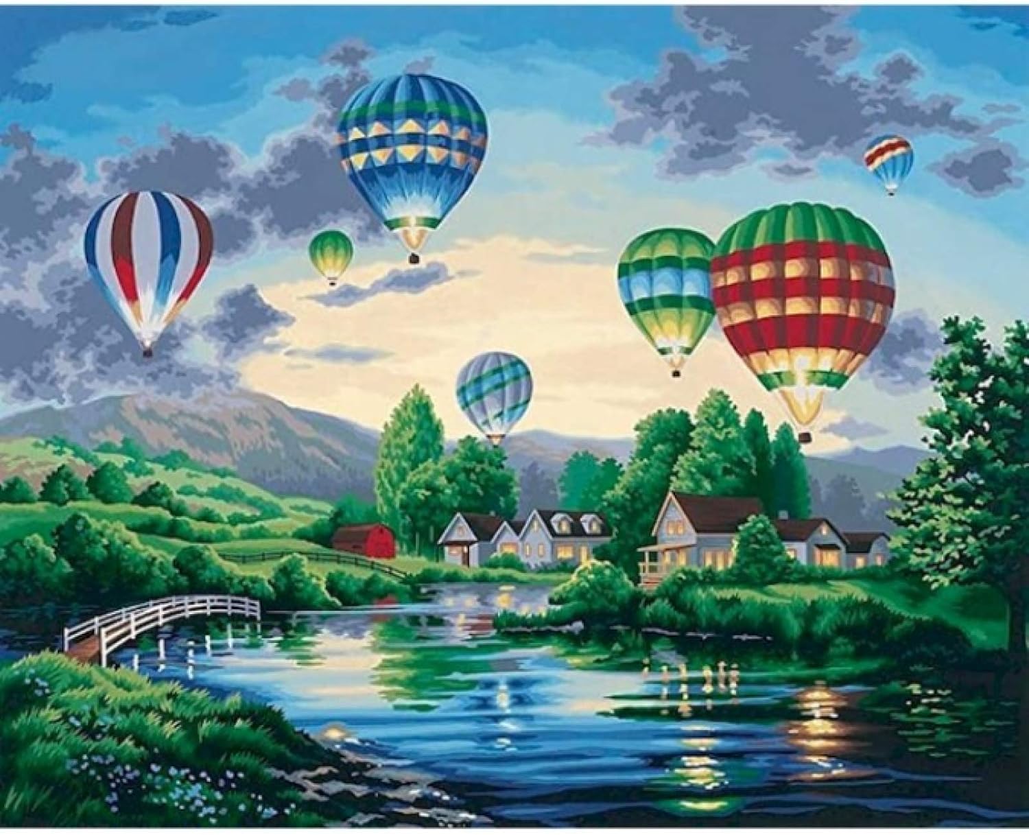 Schilderen op nummers Hot-Air Ballon Canvas Tekening Landschap Handgeschilderde Kits Acryl Verven Art Unieke Gift Home Wall