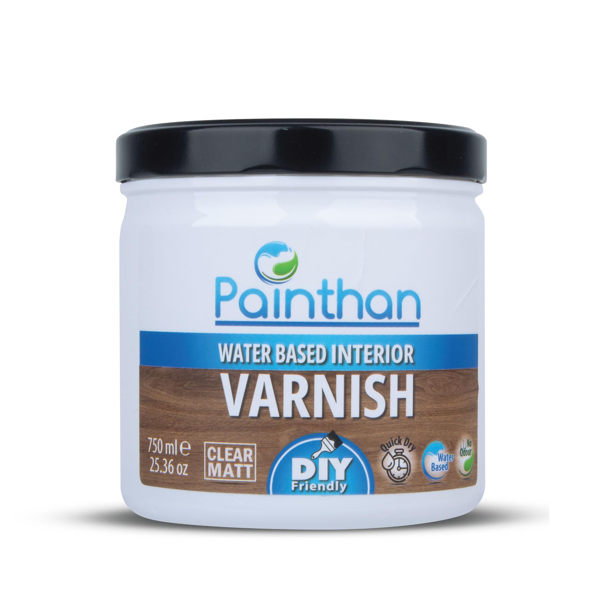 Painthan Water Based Interior Varnish Clear Matt – Low Odour, Quick Dry, Eco-Friendly Interior Wood Varnish for Furniture, Doors & Wooden Surfaces – 750ml