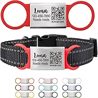 Vista 1 de Personalized QR Code Pet ID Tag – Silent Slide-On Name Tag for Dogs and Cats – Scannable Lost and Found Smart Tag – Custom Engraved Pet