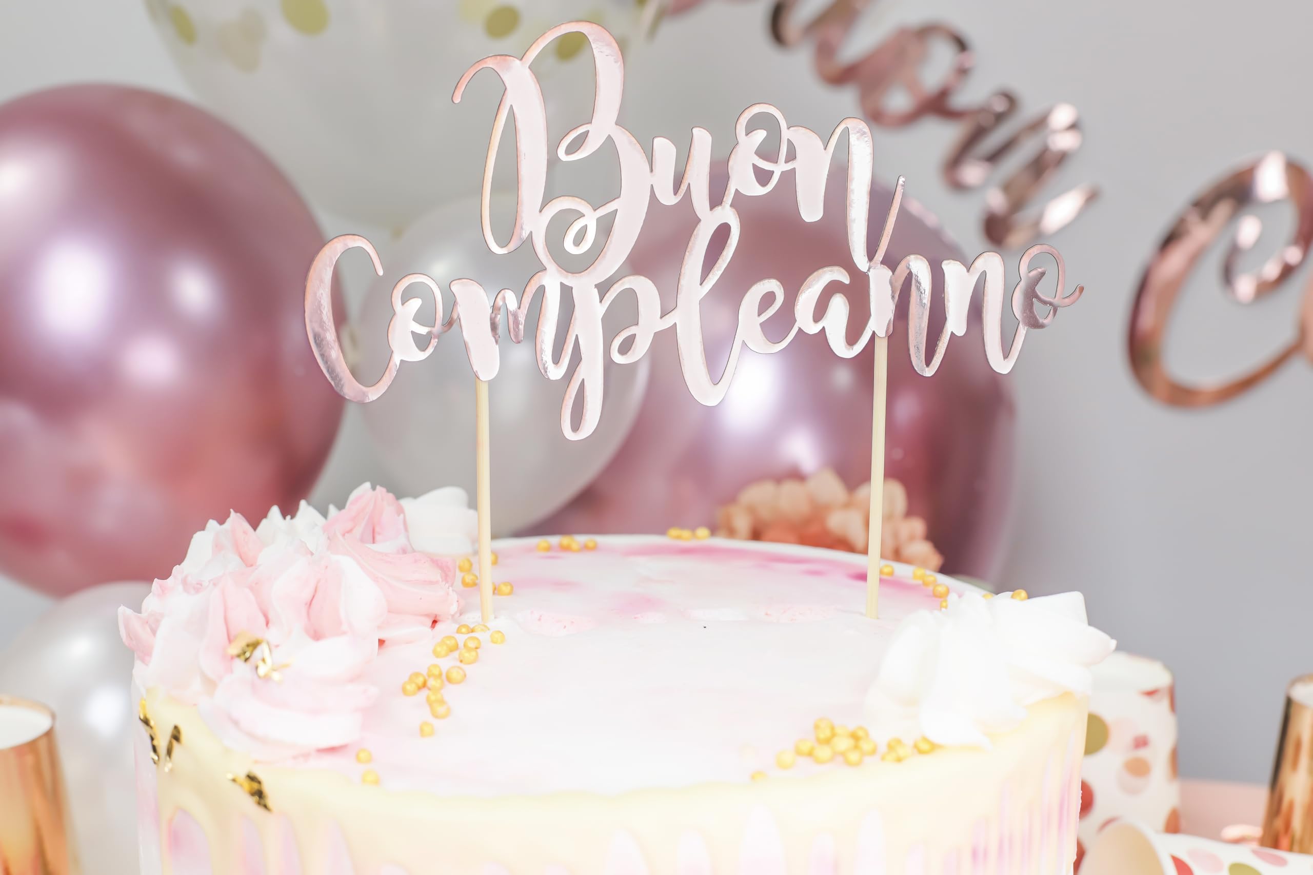 Topper na tort, dekoracja na tort, Picks, urodziny, chrzest, bierzmowanie, ukończenie szkoły, komunia, świętowanie (Happy Birthday Pink Blue)