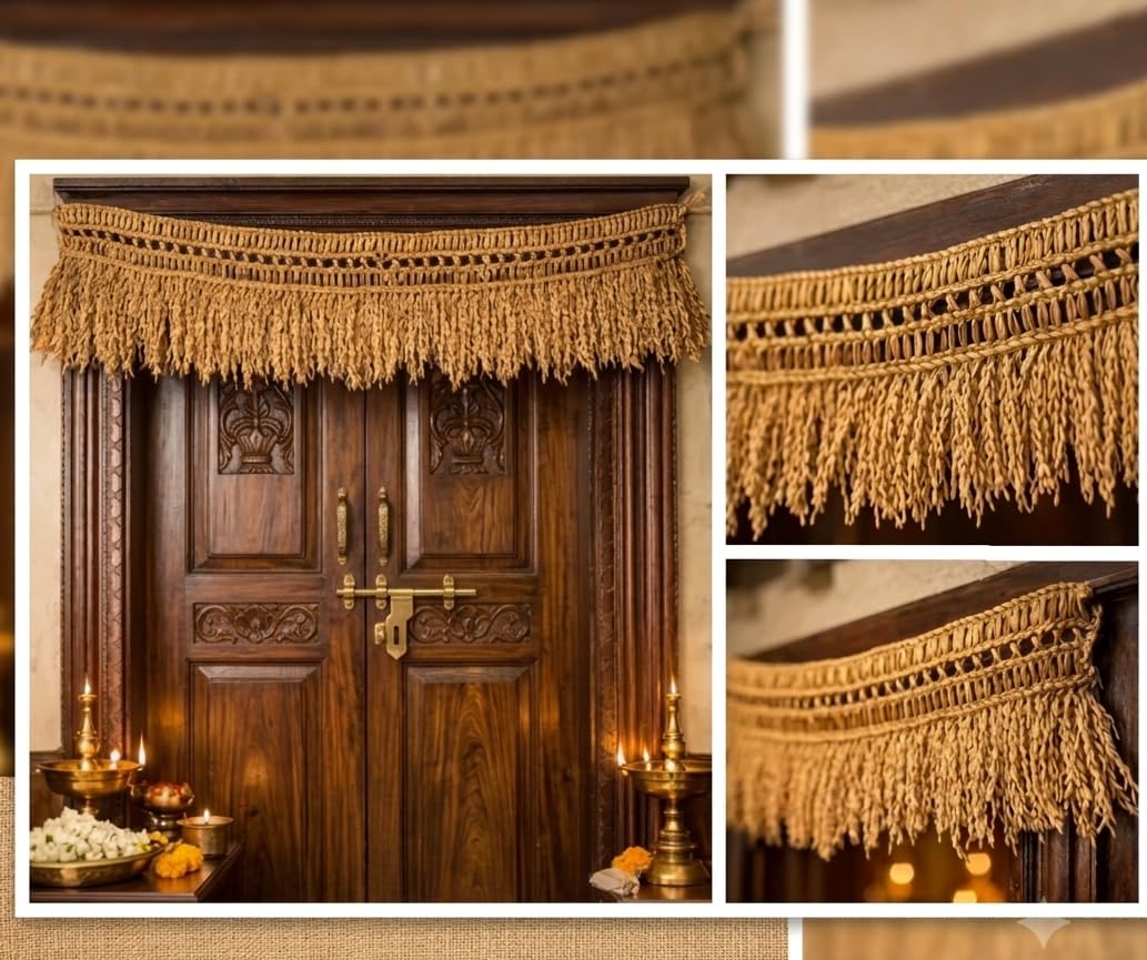 Eka World 3.5 Feet Natural Paddy Grains Torana|Bathada Thorana|Handmade Nelmani Nel Thoranam for Main Door|Traditional Rice Grain Door Hanging (Nellu Torana) for Pooja Room, Festivals & Housewarming-image-19