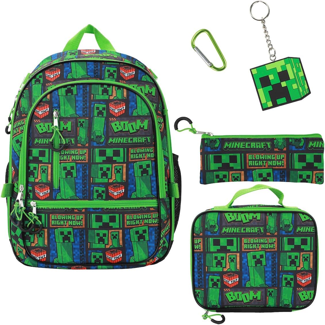 BIOWORLD Unisex Kid Minecraft Backpack Set (Little Kid/Big Kid) Green 1 Onesize