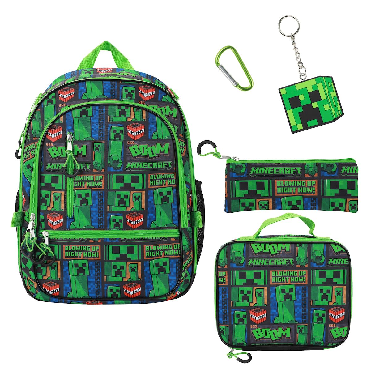 BIOWORLD Unisex Kid Minecraft Backpack Set (Little Kid/Big Kid) Green 1 Onesize