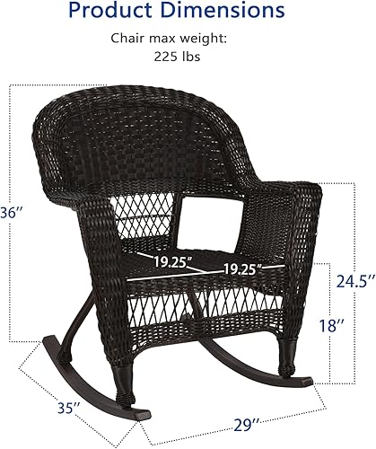 Miniatura 3 de Jeco Juego de 2 sillas mecedoras de mimbre espresso