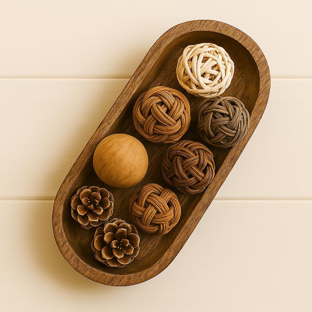 Wooden Centerpiece Bowl - Handcrafted Wooden Candle and Dough Bowls for Decor - 13 Inches