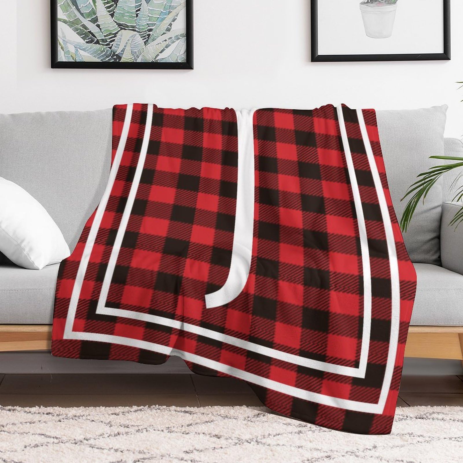 Couverture de lit anti-froid monogramme J en peluche douce lavable pour animaux