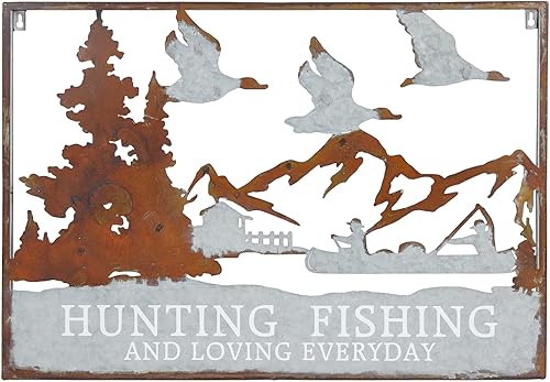 Miniatura 1 de NIKKY HOME Decoración de pared de metal rústico, decoración de cabaña de bosque con temática de animales o cabaña colgante de montaña para sala de