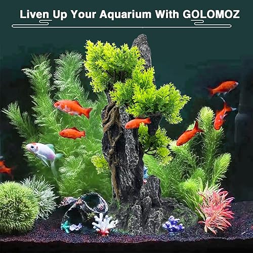 Miniatura 6 de Adorno de piedra con vista a la montaña para acuario, cueva de roca de árbol, decoraciones de acuario grandes y altas, decoraciones para peceras