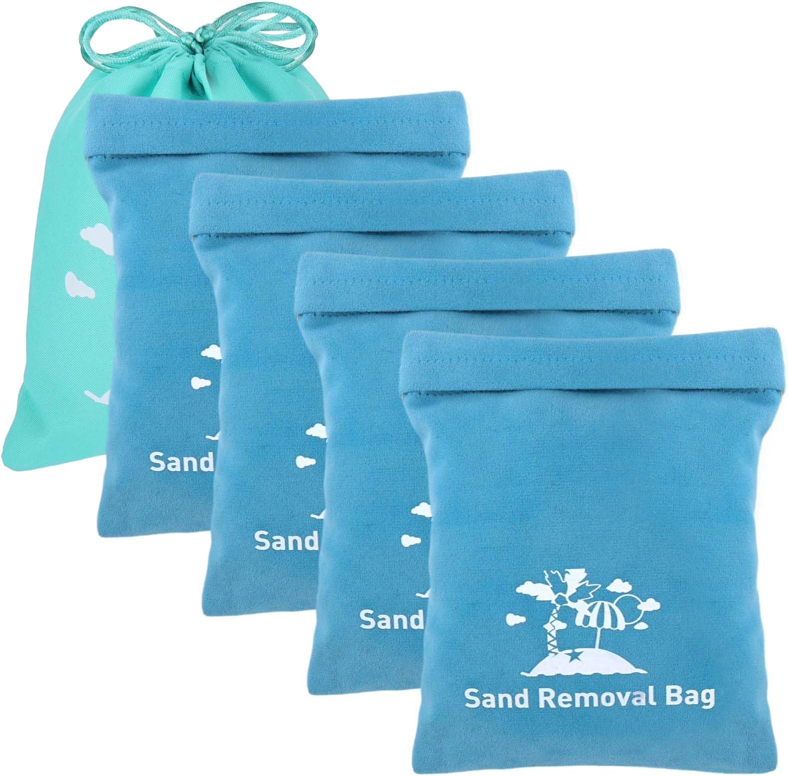 Mity rain Sand Remover for Beach - Sand Eraser Wipe Mitt Bag, Beach Vacation Essentials for Kids Women, Must-Have Beach Accessories for Summer Hawaii Travel Necessities & Supplies,Blue (Talc-Free)