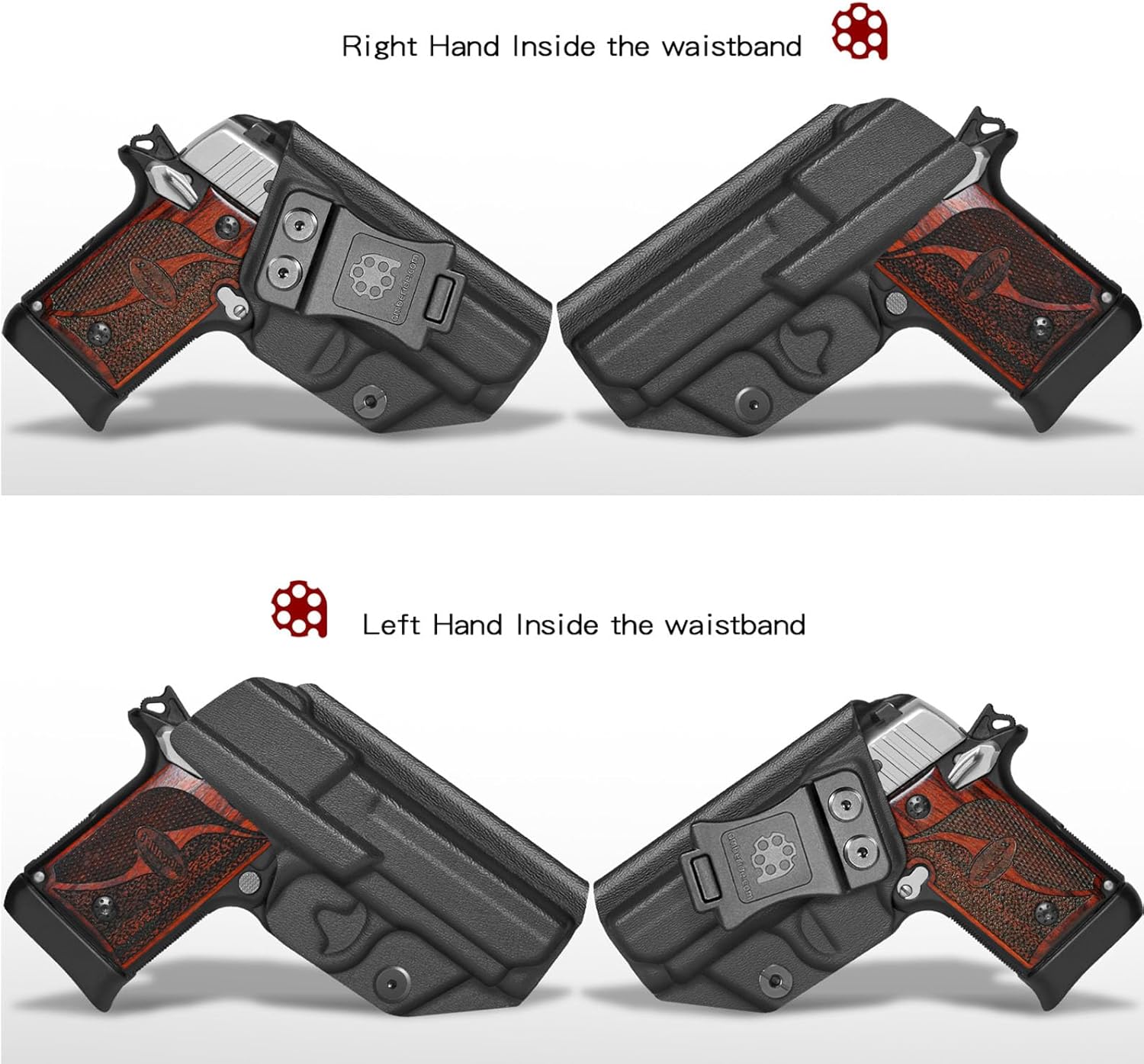 Amberide IWB Kydex Holster for SIG Sauer P238, Concealed Carry, No Optic/No Laser, Adjustable Cant, Posi-Click Retention, Made in USA