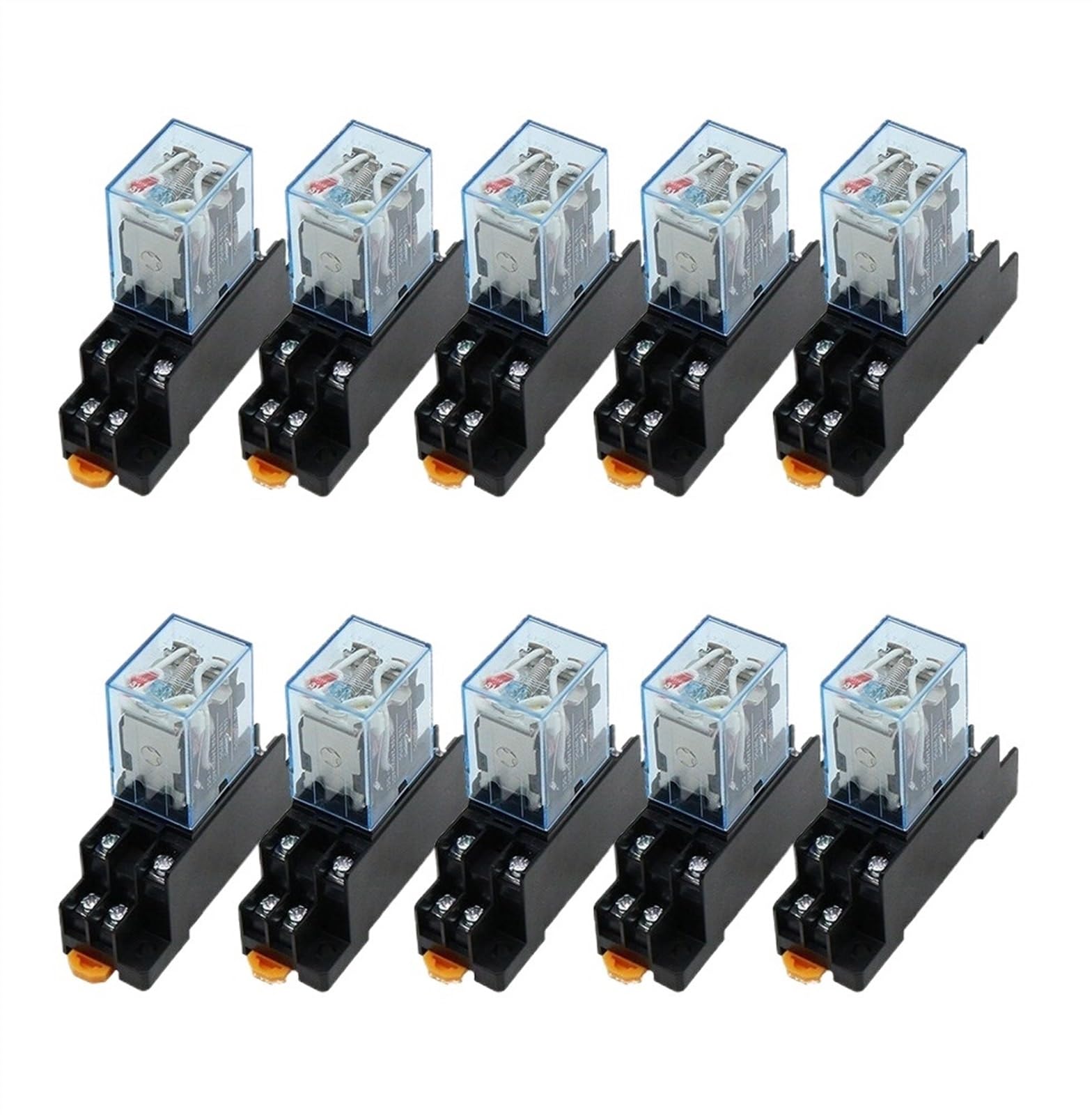 6 juegos 12V 24V CC 110V 220V 380V relé de potencia de bobina CA LY2NJ 8 pines HH62P JQX-13F con Base de enchufe(AC,48V)