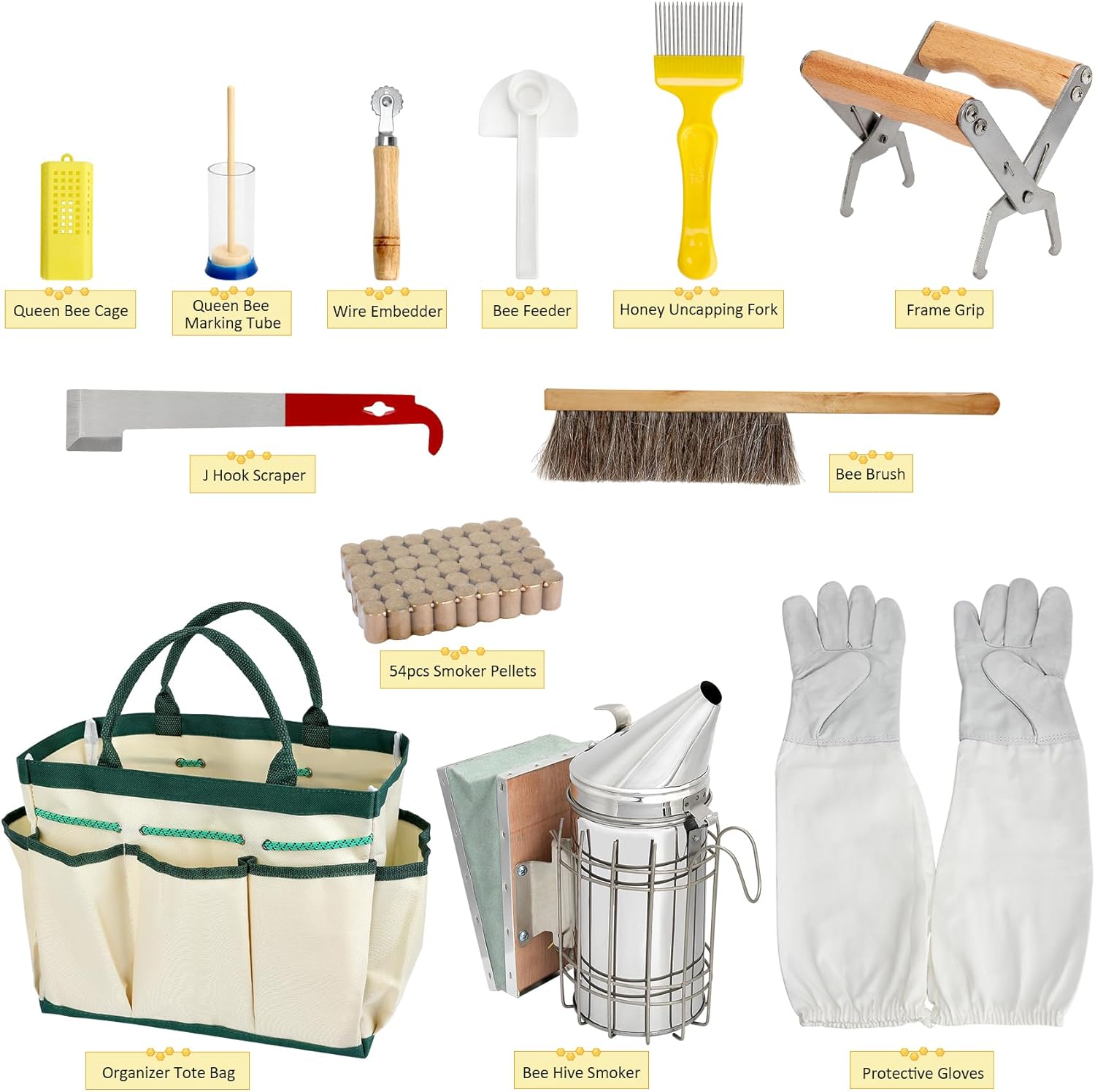Blisstime 13pcs Bee Hives Starter Kit Beekeeping Supplies with Bee Suit, Bee Supplies and Equipment with Bee Smoker, Honey Bee Hive Tools for Beginners and Bee Keeper(XXL)
