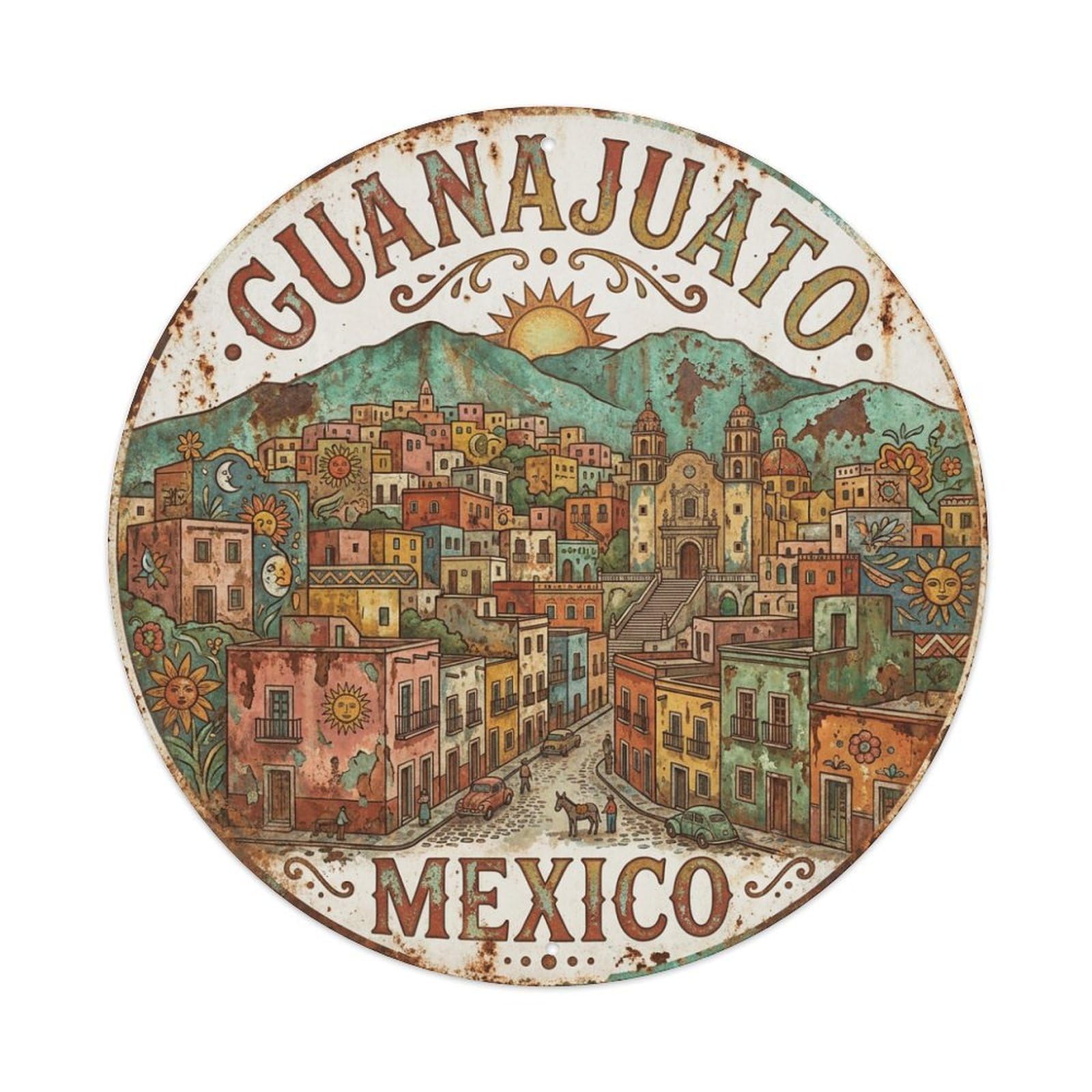 Galvaxio Style Vintage Travel Mexico Guanajuato Metal Tin Sign