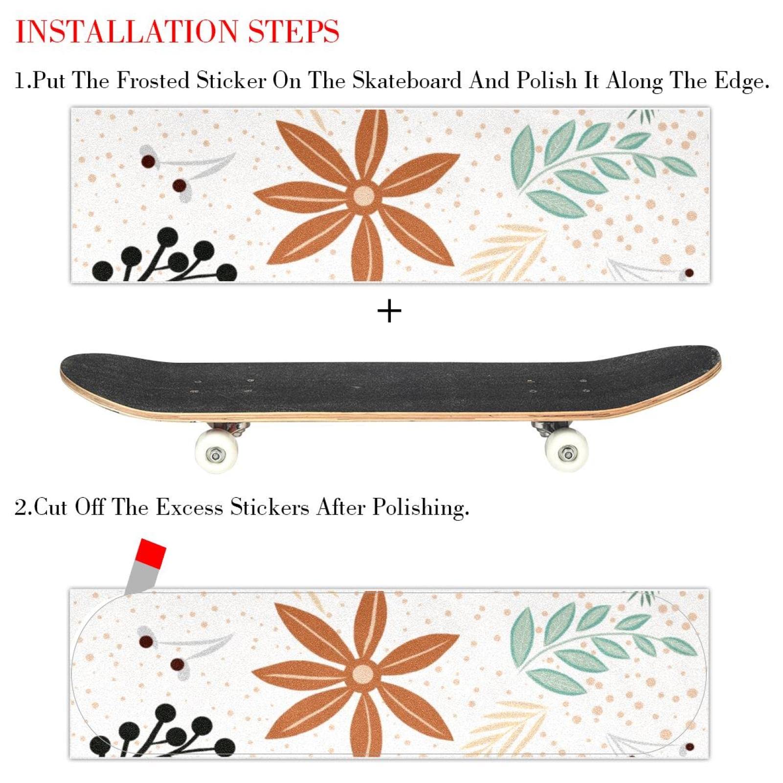 Simple Flower Lot de 2 feuilles de papier abrasif pour planche de skateboard et longboard