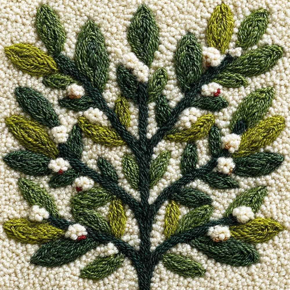 Taxpy Latch Hook Cushion Kits Olive Branch Pillowcase Kits Embroidery Kit 17X17 Inch DIY Needlework Pillow Cover Sofa Cushion Rug Making