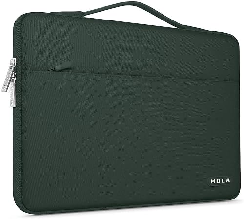 MOCA 13.3-14 inch Laptop Sleeve - Waterproof Nylon Protective Case with Soft Velvet Interior for MacBook Pro 14", MacBook Air & Laptops (Midnight Green, 13.3 Inch)