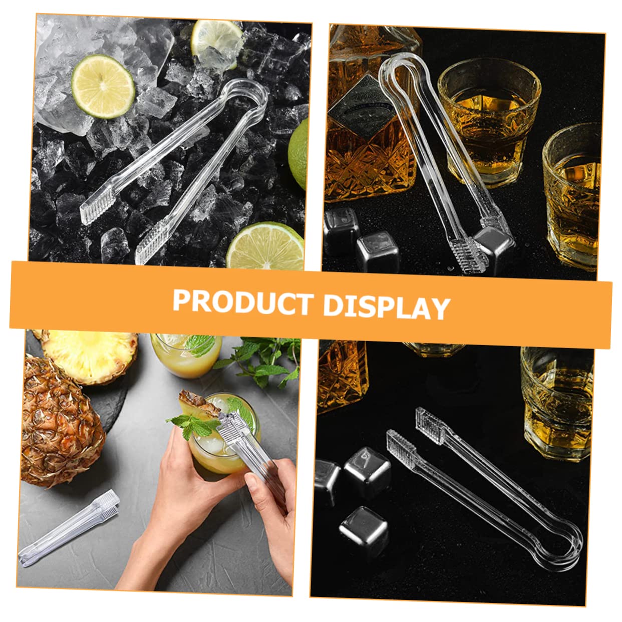 Alipis Ice Cube Tongs 10-pack for Large Ice Cubes Sugar Cubes Cocktails Whiskey Ice Tea Restaurant Food Clip