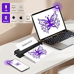 Wireless Portable Travel Printer, Portable Thermal Bluetooth, Wireless Printer Holder, 21.6 x 28cm, American Legal Letter, A4 and A5, with 10 Folded Thermal Papers