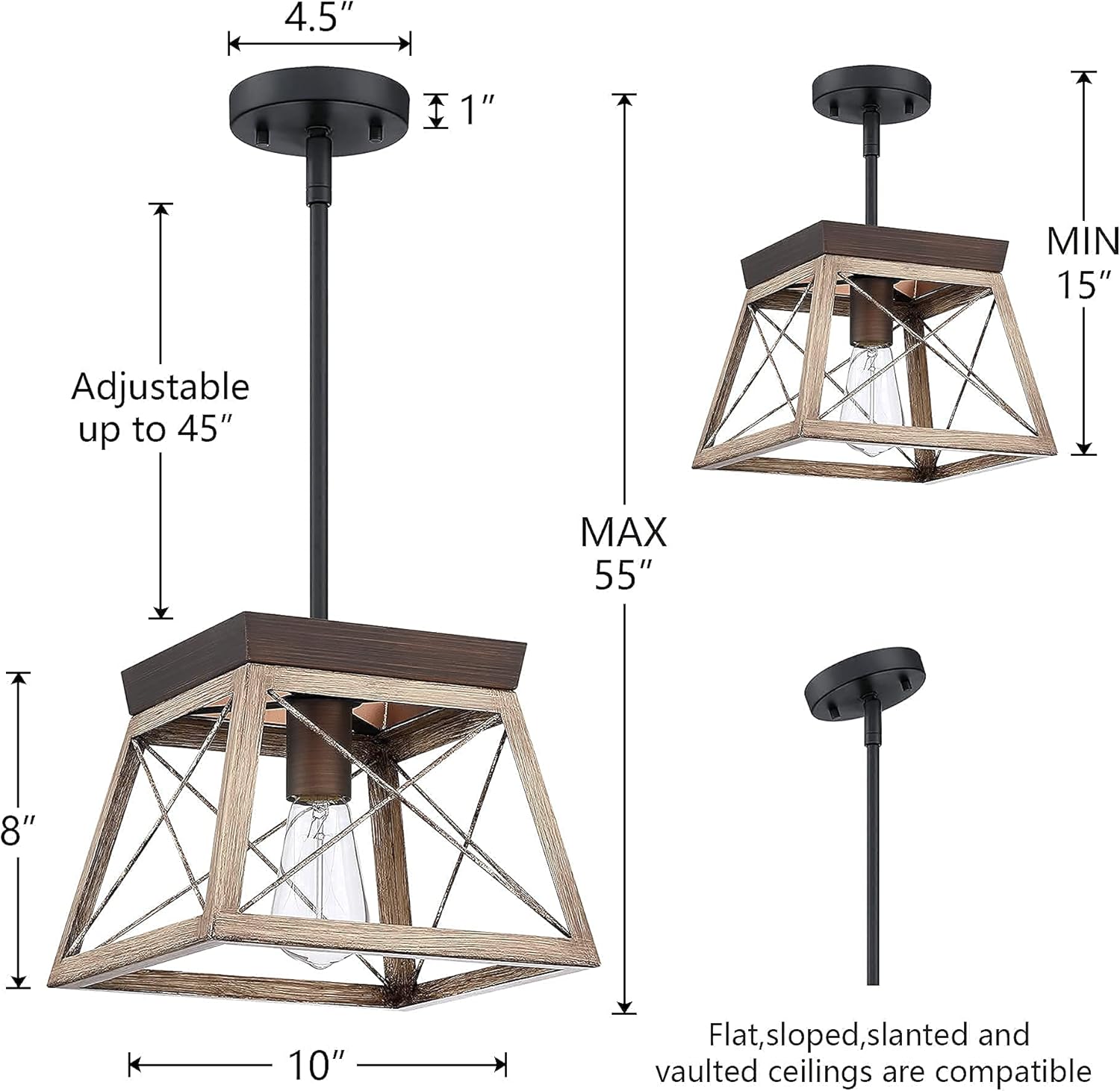 Blасk Frіdау 🔥 MOTINI Farmhouse Pendant Light Fixture in Wood Grain Finish, Industrial Rustic Pendant Lighting Ceiling Hanging Light Fixture for Kitchen Island Dining Room Living Room Entryway Hоttеѕt Sаlе MOTINI Farmhouse Pendant Light Fixture in Wood Grain Finish, Industrial Rustic Pendant Lighting Ceiling Hanging Light Fixture for Kitchen Island Dining Room Living Room Entryway