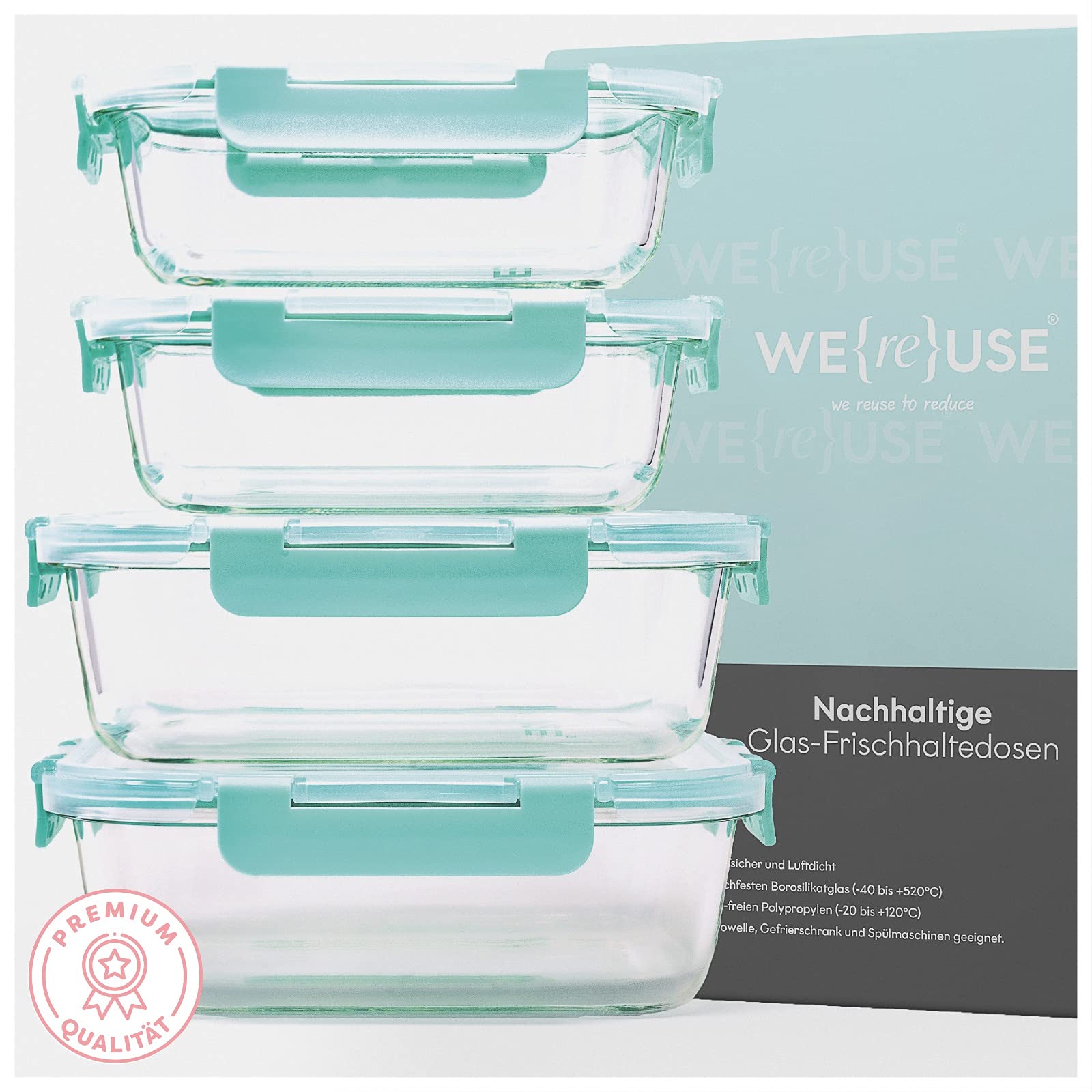 Grizzly Lot De 4 Boîtes De Conservation En Verre Hermétiques