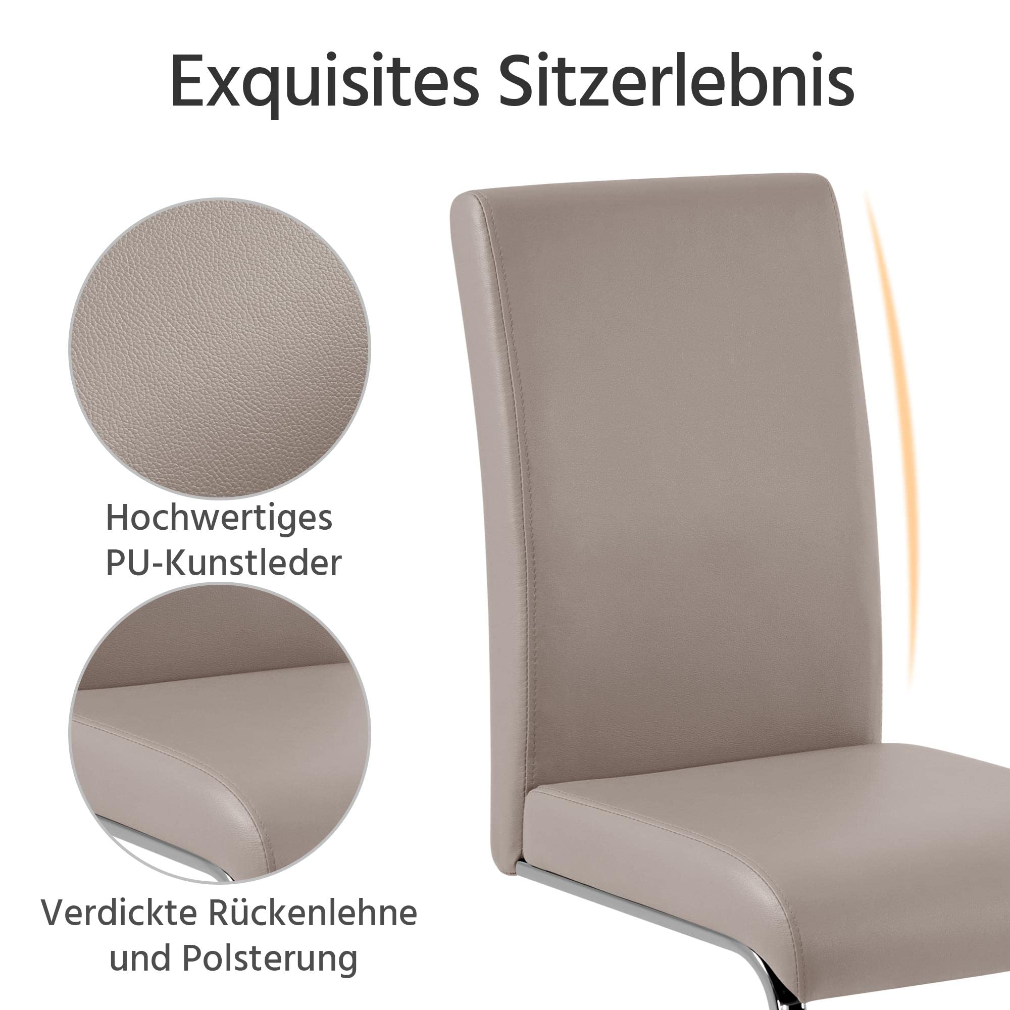 Yaheetech Esszimmerstühle 4er Set Freischwinger – Bild 6