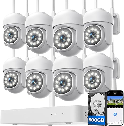Sistema de cámara de seguridad inalámbrica, 8 cámaras para exteriores, seguimiento humano, kit de NVR 4K expandible de 8 a 16 canales, audio de 2