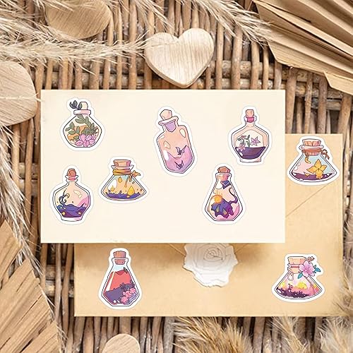 Miniatura 3 de Calcomanías mágicas de poción mágica, 100 calcomanías de boticario de Halloween, tamaño pequeño, para botella de agua, calcomanías de vinilo