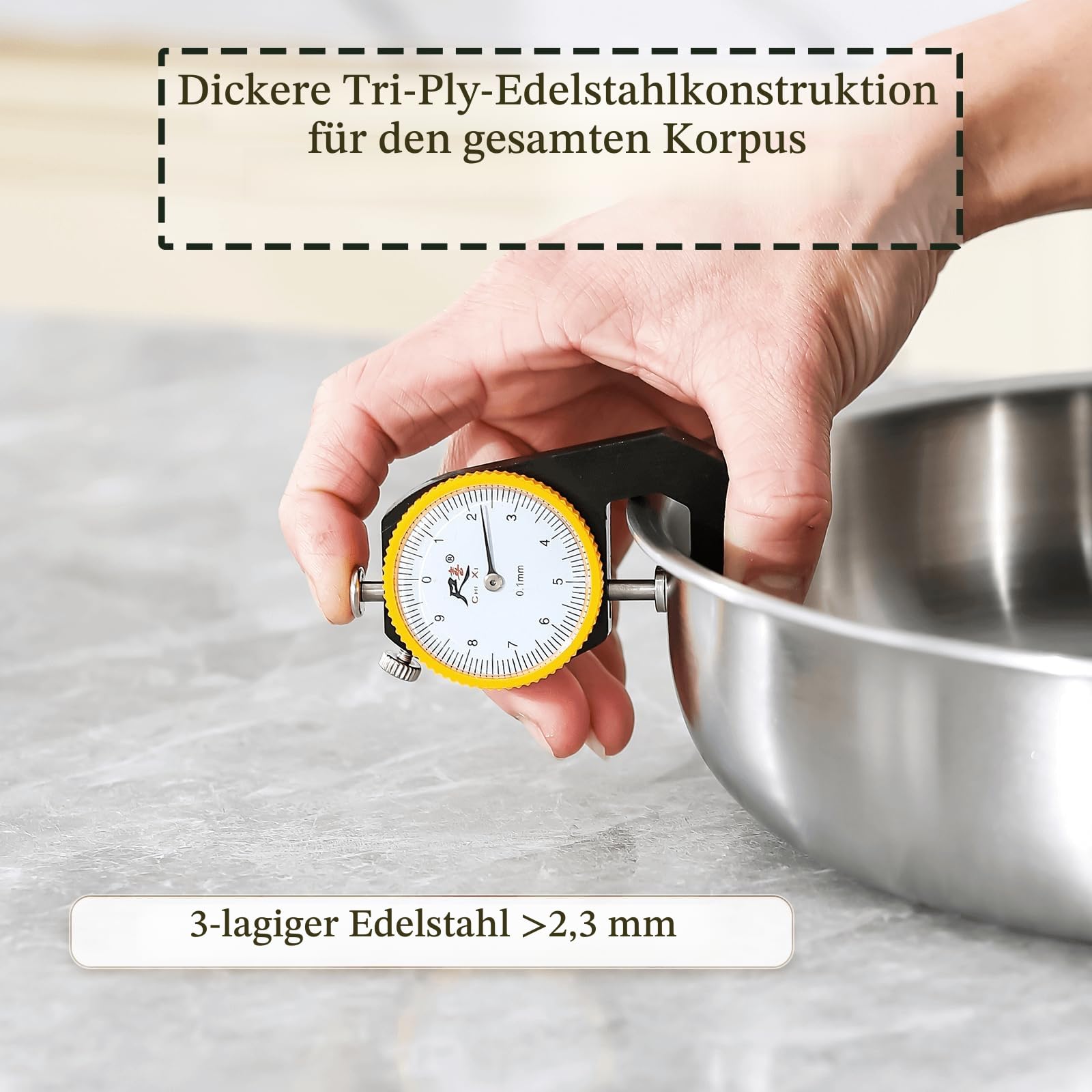 Dreilagige Edelstahl-Bratpfannen-Set,22&26&30CM,Schnelle Aufheizung,Energiesparende Induktionsbratpfanne,Edelstahlpfanne für Steak,Ei usw.Ofenfest