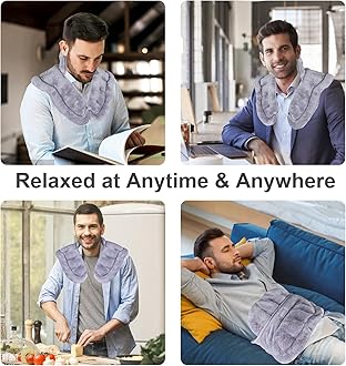 SuzziPad Neck Heating Pad Microwavable for Discomfort Reduction, Shoulder Heated Pads for Chronic Necks Fatigue, Reduce Muscle Tightness & Stress, Microwave Warmer with Moist Heat, Grey