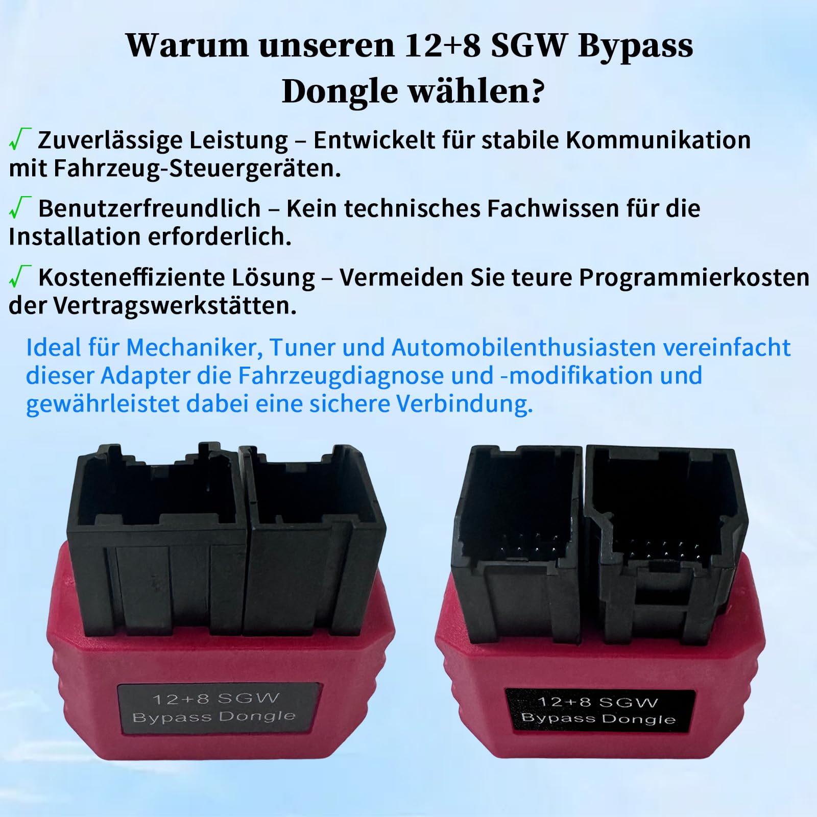 SGW Bypass Dongle 8+12 Pin, passend für FCA-Fahrzeuge ab 2018, Security Gateway Bypass-Modul, kompatibel mit RAM, Chrysler, Jeep, Dodge, FIAT, Alfa Romeo, Maserati, Lancia ab 2018 und Neuer