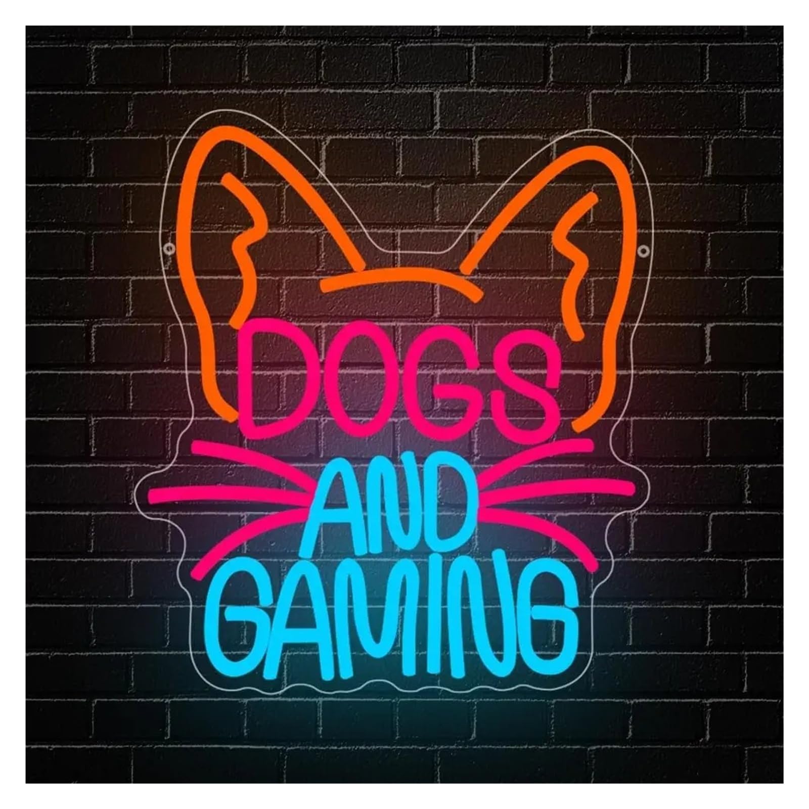 LEMST Signs Lamp Dog Gaming Neon Sign USB Powered LED Light for Game Room Home Party Bedroom Decortion Birthday 13.78X12.2in/35x31cm