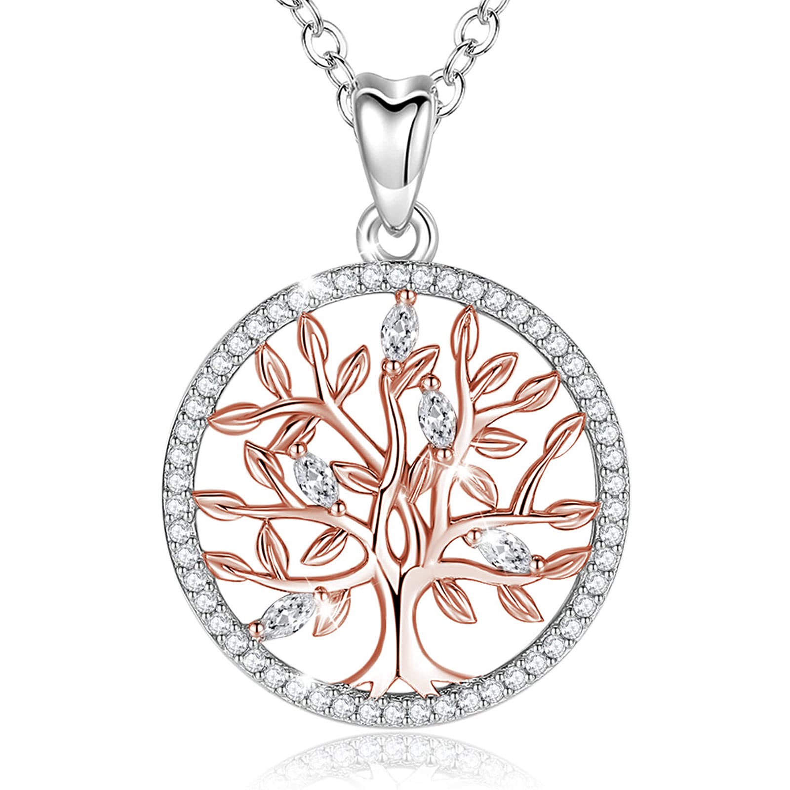 EUDORA Harmony Ball Colgante Árbol de La Vida Plata de Ley 925 Collar de Nudo Celta Árbol de La Vida Vintage Yggdrasil Turquesa Joyería, Regalo Amuleto para Mujer Hombre Madre Mama Hija, 18"