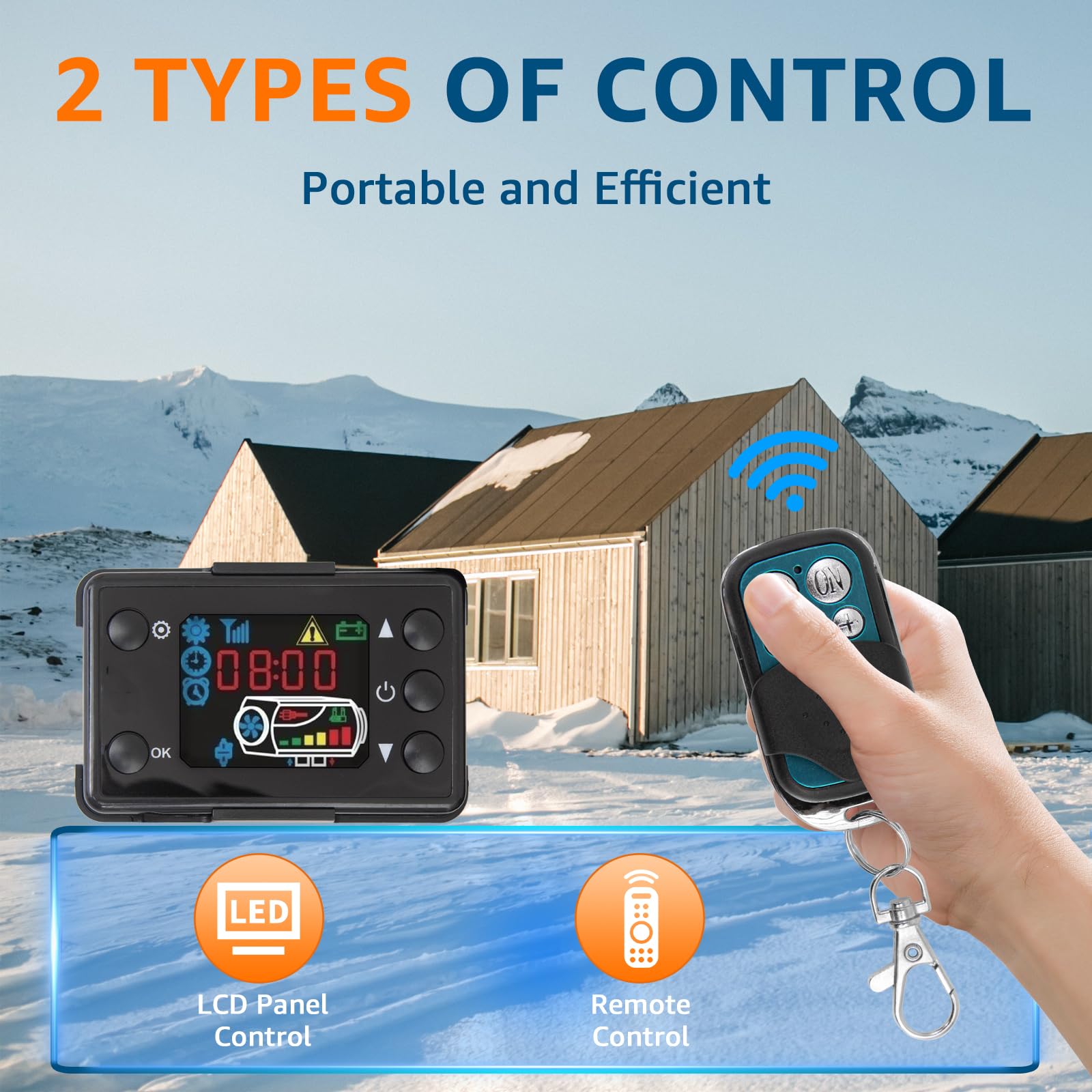 Chauffage d'appoint diesel tout-en-un 8 kW 12 V, portable, pour stationnement, chauffage rapide, avec écran LCD et télécommande, pour voiture, camping-car, bateau, tente, caravane, SUV, camion, gara