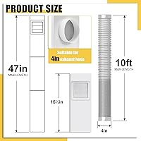 Vista 2 de Kit de ventilación para secadora de ventana con manguera de escape de papel de aluminio de 10 pies, kit de ventana de ventilación de secadora