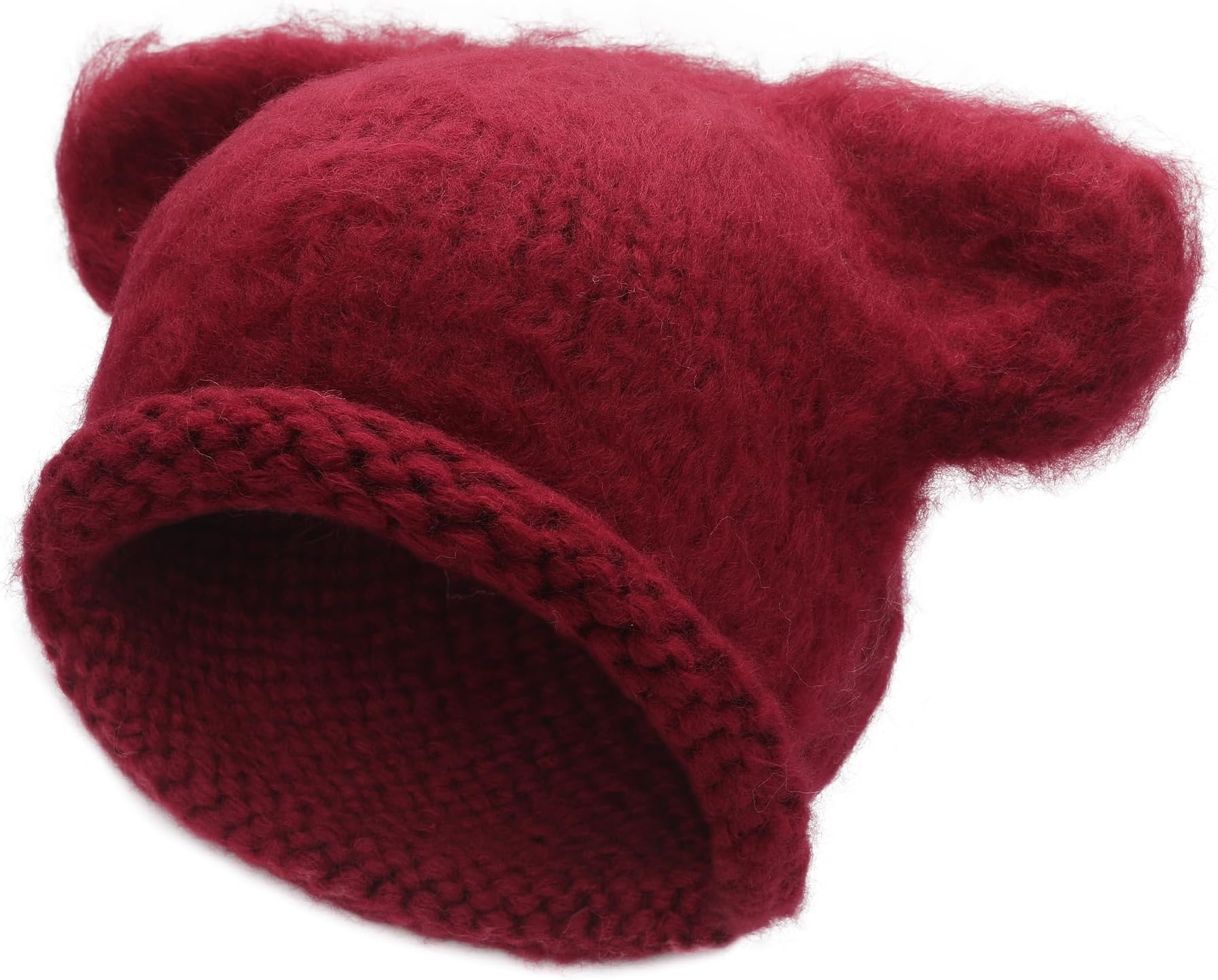 ZLYC Women's Cat Ear Slouchy Knitted Hat Grunge Cute Winter Hat