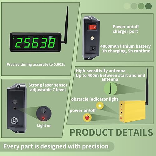 Miniatura 4 de Temporizador Sprint de 40/60 yardas para reloj de carreras inalámbrico de pista, cronómetro para entrenamiento de velocidad, trípode ajustable