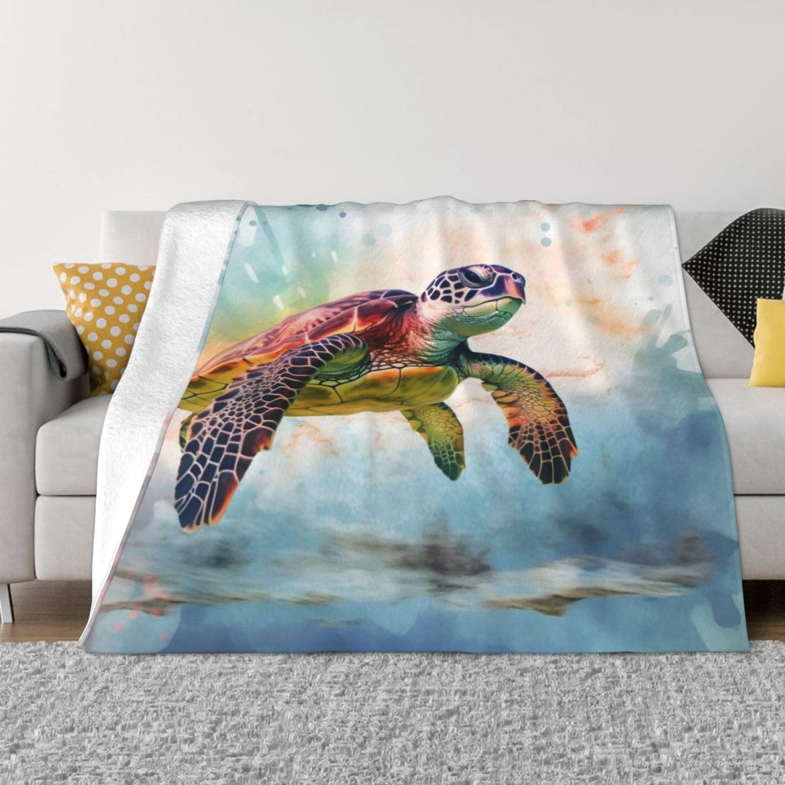 Couverture polaire tortue de mer chaude et ultra douce en flanelle pour l'hiver