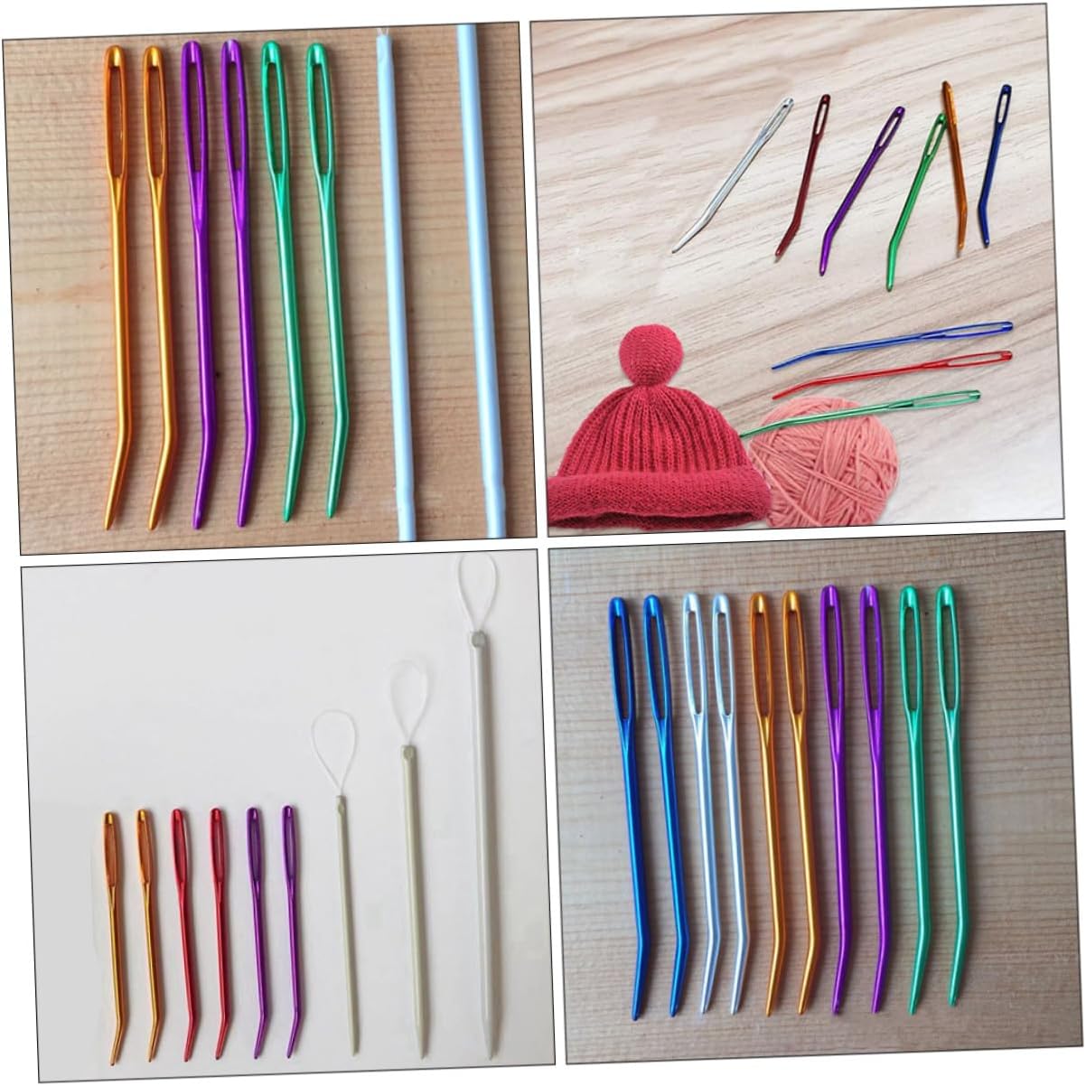 jojofuny 12pcs Multi-Color Aluminum Yarn Needles Compact Tapestry Sewing Needles Wear-Resistant Safety Darning for Knitting and Crochet Crafts Random Color