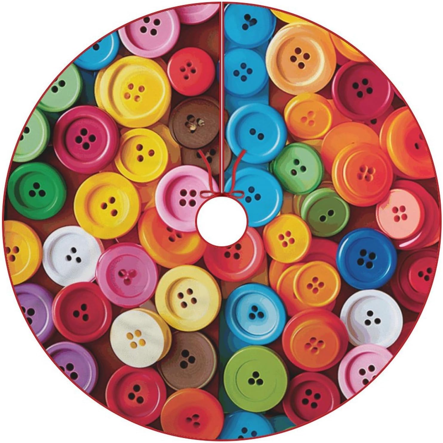 Christmas Tree Skirt Large Tree Skirts Colorful Buttons Xmas Tree Skirt Christmas Decoration Christmas Tree Mat for Indoor Outdoor Holiday Party Xmas Tree Decor