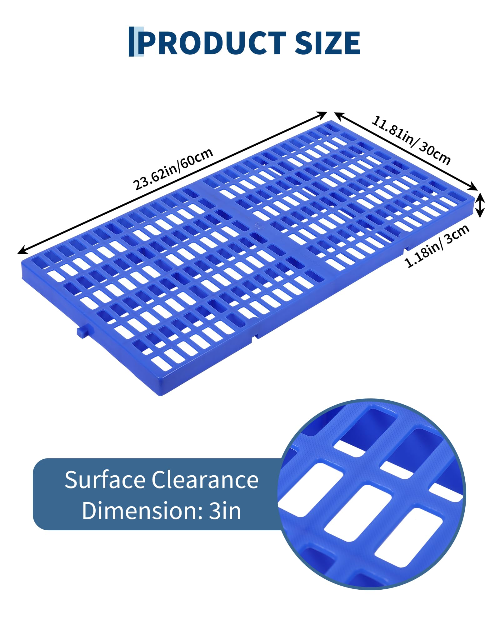 Set di 6 pallet in plastica blu - Antiscivolo, impermeabili, base traspirante - Portata 500kg, sovrapponibili - Ideali per magazzino, garage, cantina, uso industriale e domestico - 60x30x3 cm