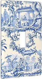 Chinoiserie Ancient Rural Courtly Manor Pattern Single Toggle Light Switch Plate Cover Wall Decoration Outlet Covers for Rooms Store - Buy now