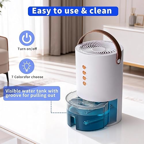 Miniatura 4 de Deshumidificadores para el hogar, deshumidificador pequeño de 60 onzas para sótano. Deshumidificador portátil para dormitorios, baños, armarios y