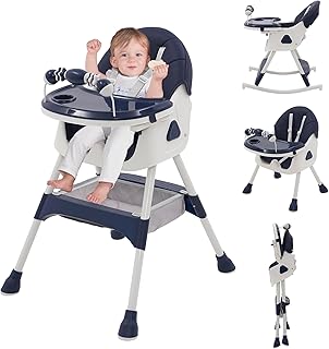 3-in-1 Baby High Chair with Playstand Children\'s Highchairs with Removable Tray Adjustable Folding Sate with Reclining Function Combination, Adjustable Foldable Baby Chairs (from 6 Months)