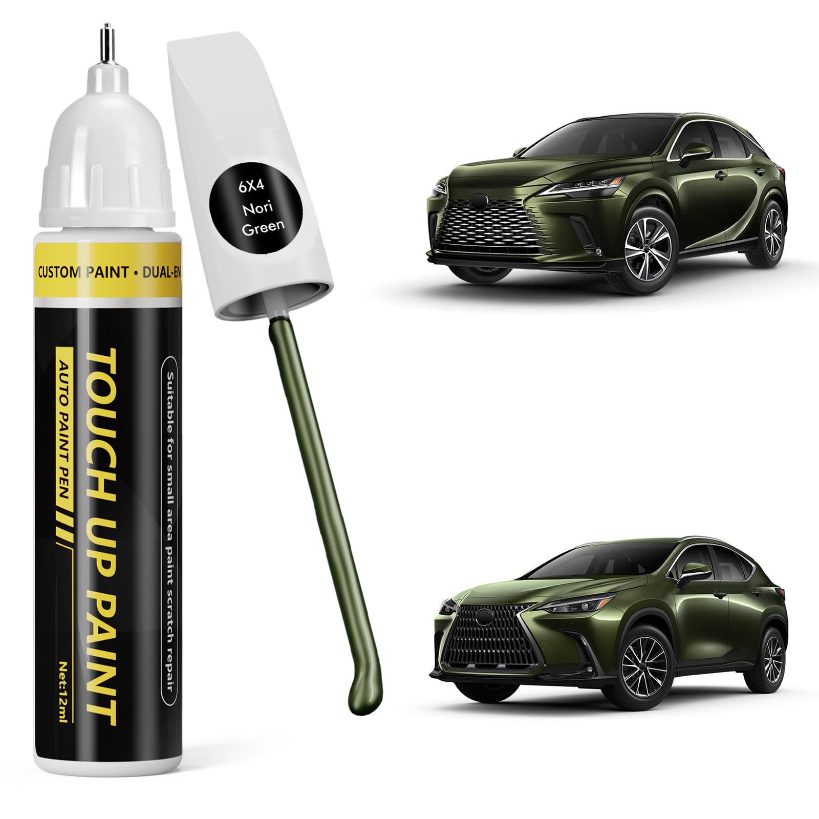 (Nori Green (6X4) Car Touch Up Paint for Lexus,Car Paint Scratch Repair Kit,2 in 1 Premium Scratch Remover Pen with Exact Color-Matched