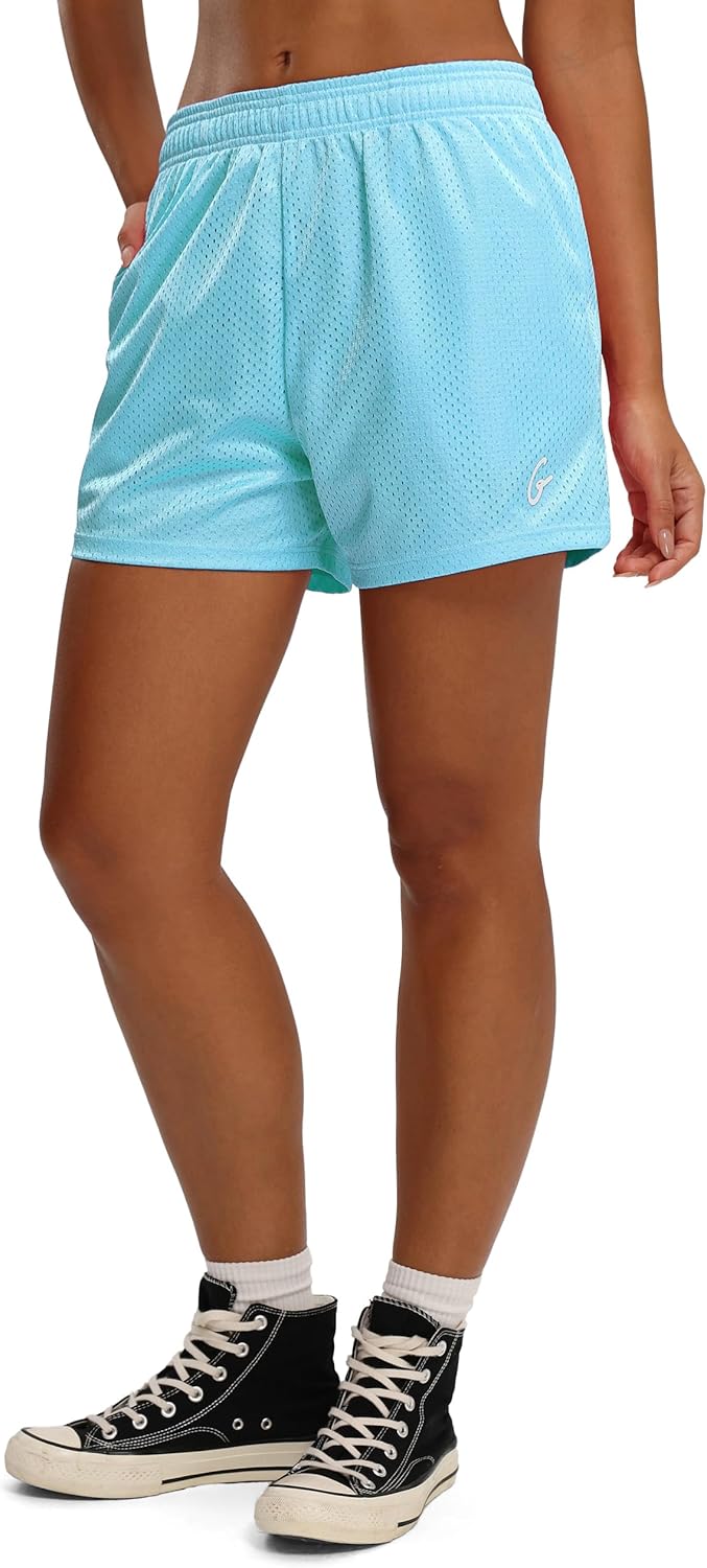 Ouber Athletic Mesh Shorts for Women Gym Lifting Shorts Lightweight Loose Fit Workout Running Shorts