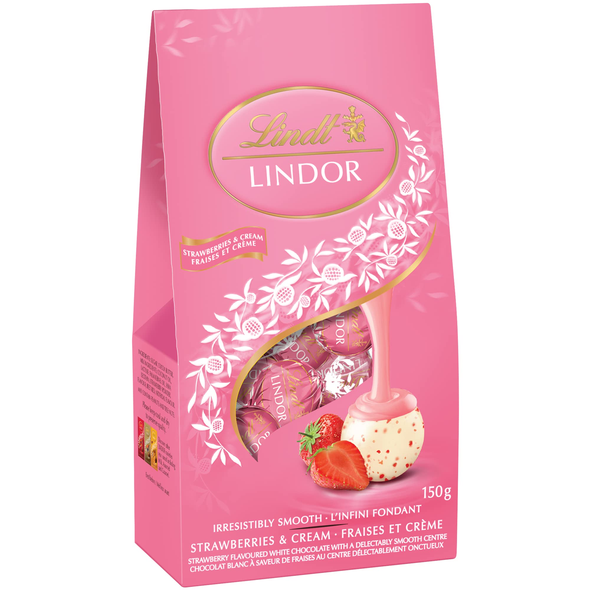 Lindt Lindor Strawberries and Cream White Chocolate Truffles, 150-Gram Bag