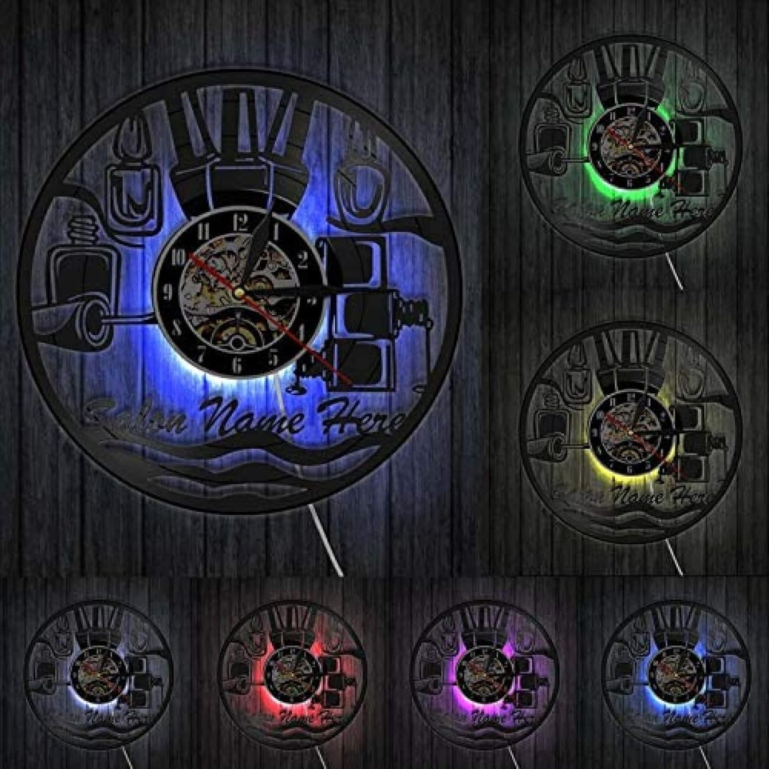 Wall Clock Nail Salon Vinyl Record Wall Clock Modern Design 3D Clocks